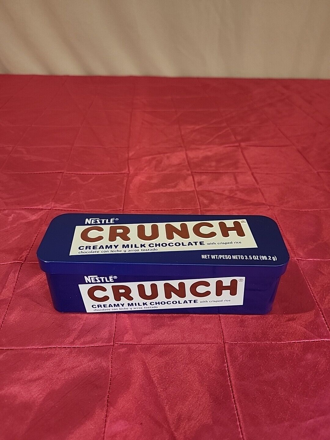 Nestle Crunch Candy Bar Original Metal Tin Can Hinged Box