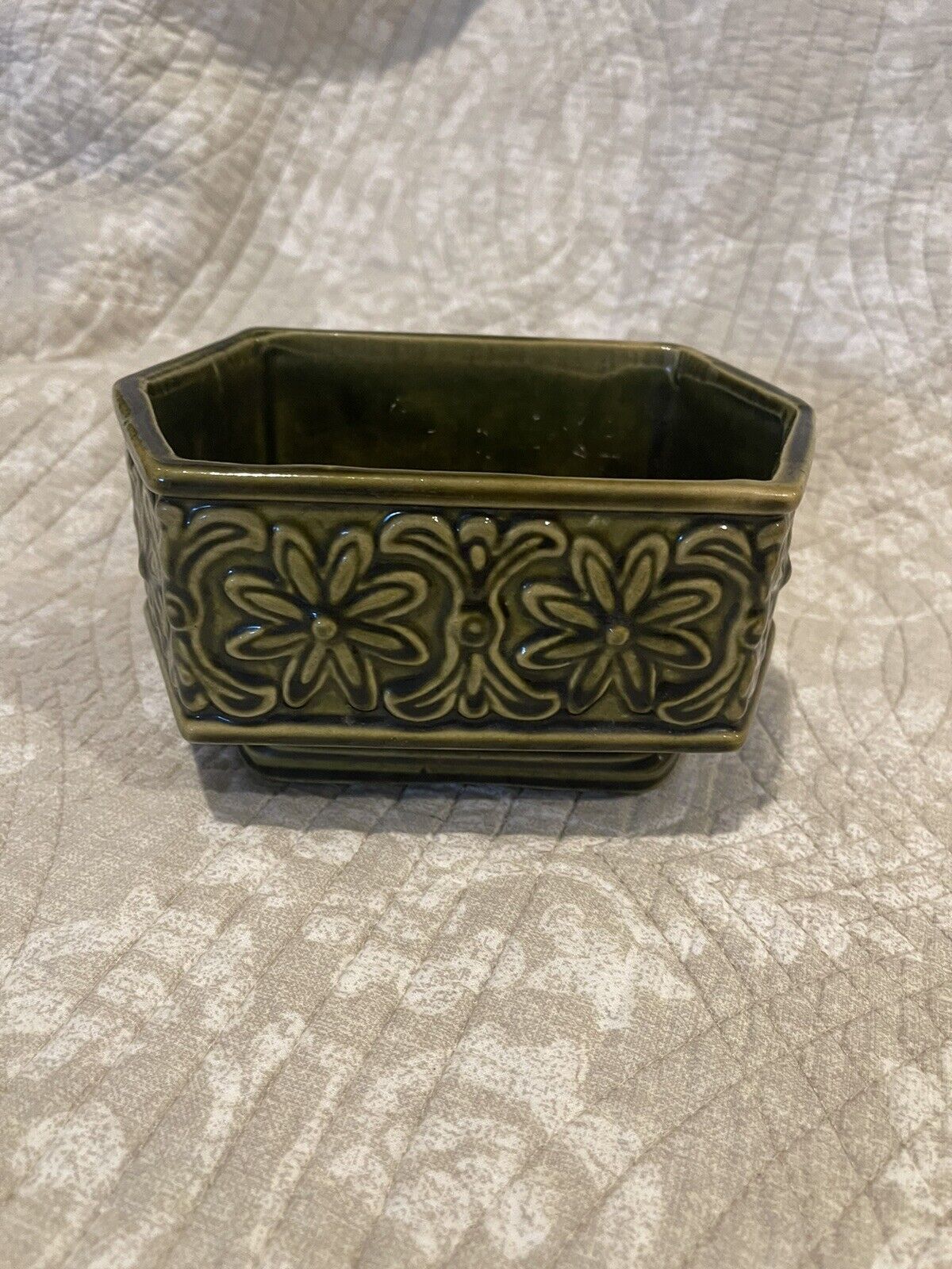 Vintage Green Pottery Planter