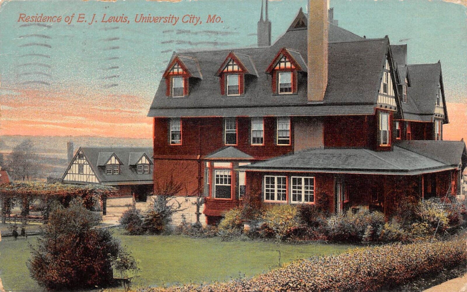 Residence of E. J. Lewis University Missouri 1912 Postcard