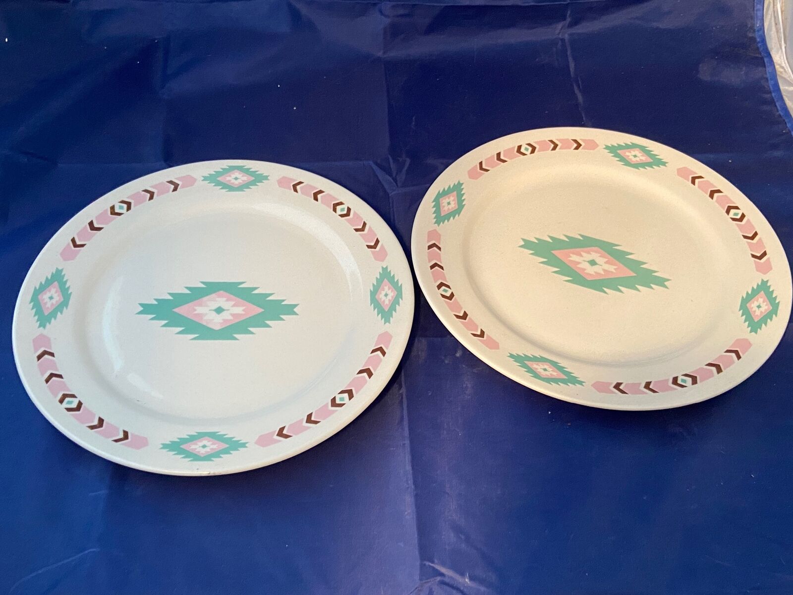 NOS Meiwa Aztec Table Art Set of 2 Pc Dinner Plates NEW Southwestern