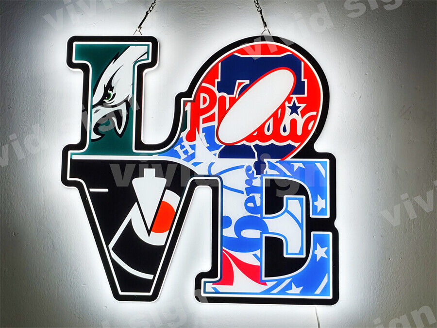 Love Philly Philadelphia Sport Teams Fan Logo 3D LED 20\