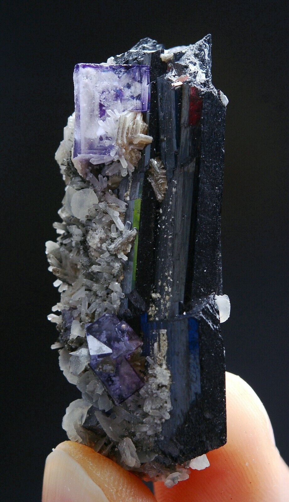 35g Natural Purple Fluorite Wolframite Crystal Mineral Specimen/YaogangxianChina
