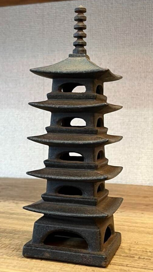 Japanese Five-Storied Pagoda Nambu Ironware Ornament Showa Era Retro Interior FS