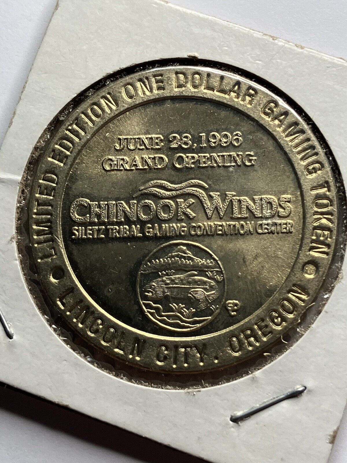 Chinook Winds Opening Day June 28th 1996 Limited Edition Casino Dollar Token st1