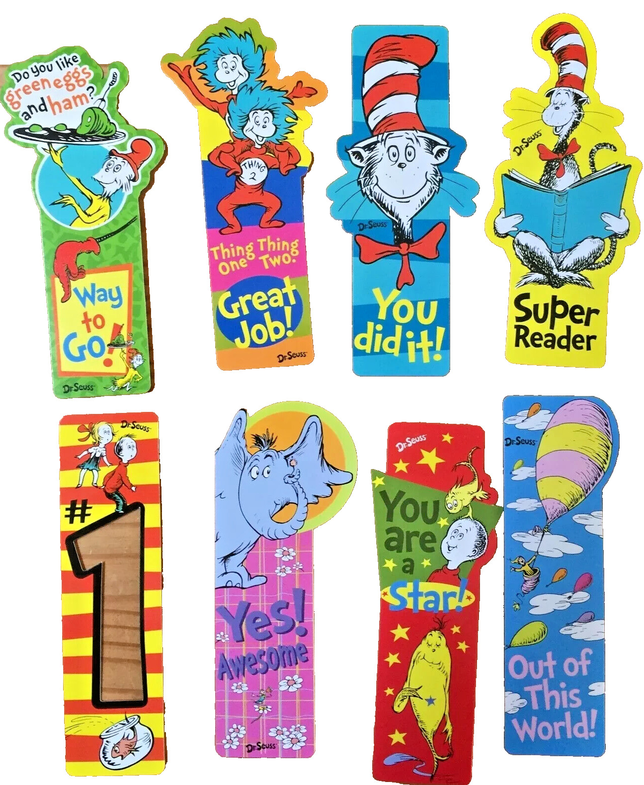 New - 8 DR SEUSS CAT IN THE HAT Bookmarks - Horton - Learning Reading Book