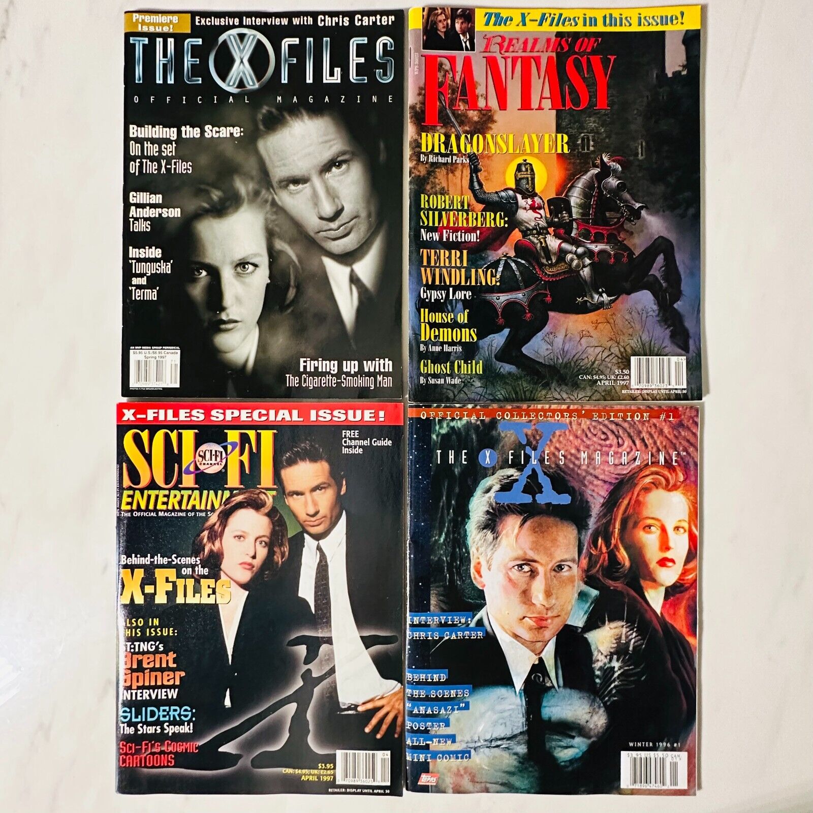 Lot of 4 - X-Files Magazines - Realms of Fantasy - Sci Fi Channel - Official