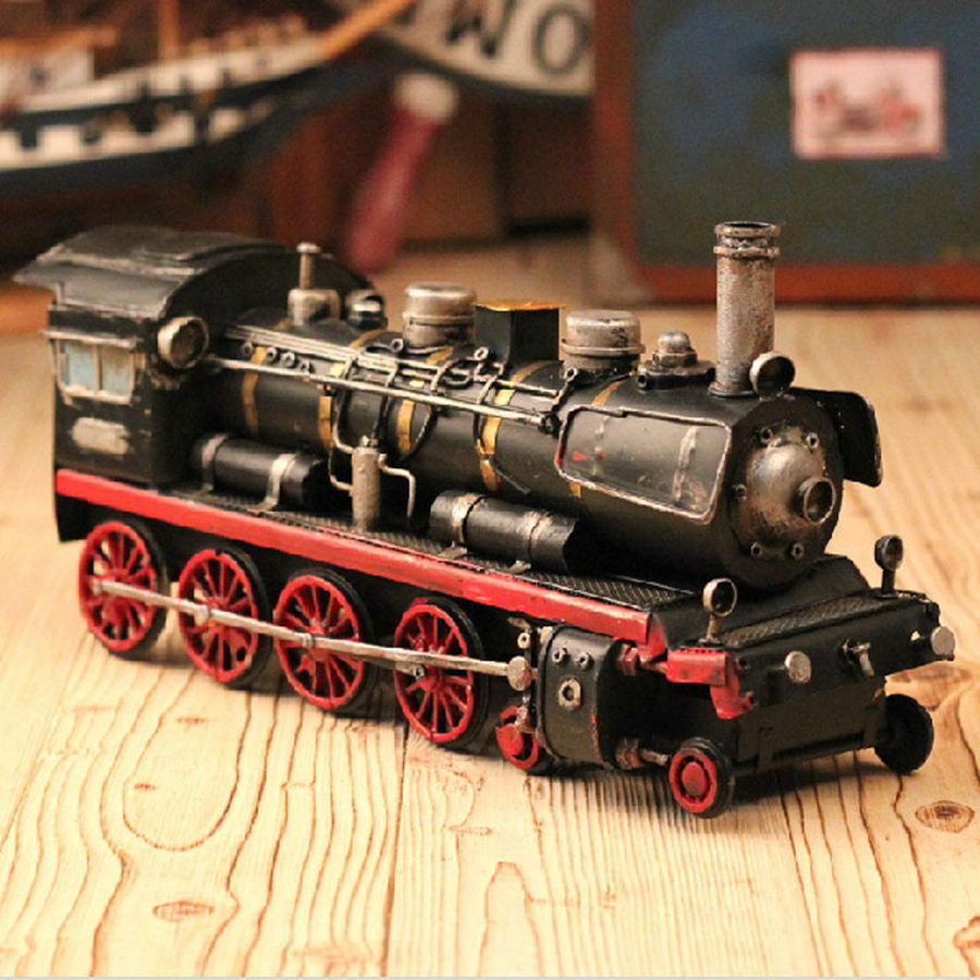 Hand Made Tin Metal HO Scale Model Railroad Trains Steam Locomotive Home Decorat