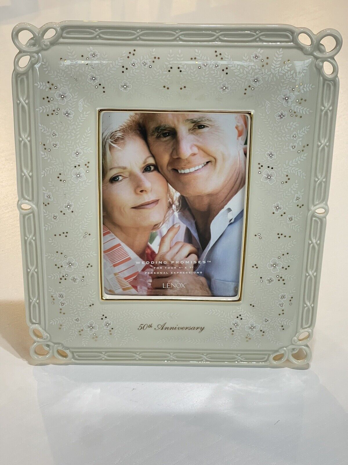 Lenox 50th Anniversary Picture Frame 5x7 Porcelain Wedding Promises Collection