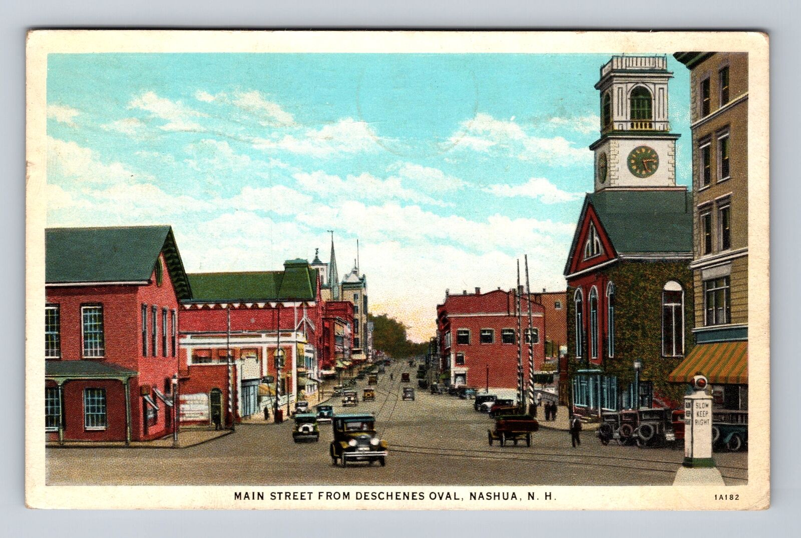 Nashua NH-New Hampshire, Main Street From Deschenes Oval Vintage c1932 Postcard