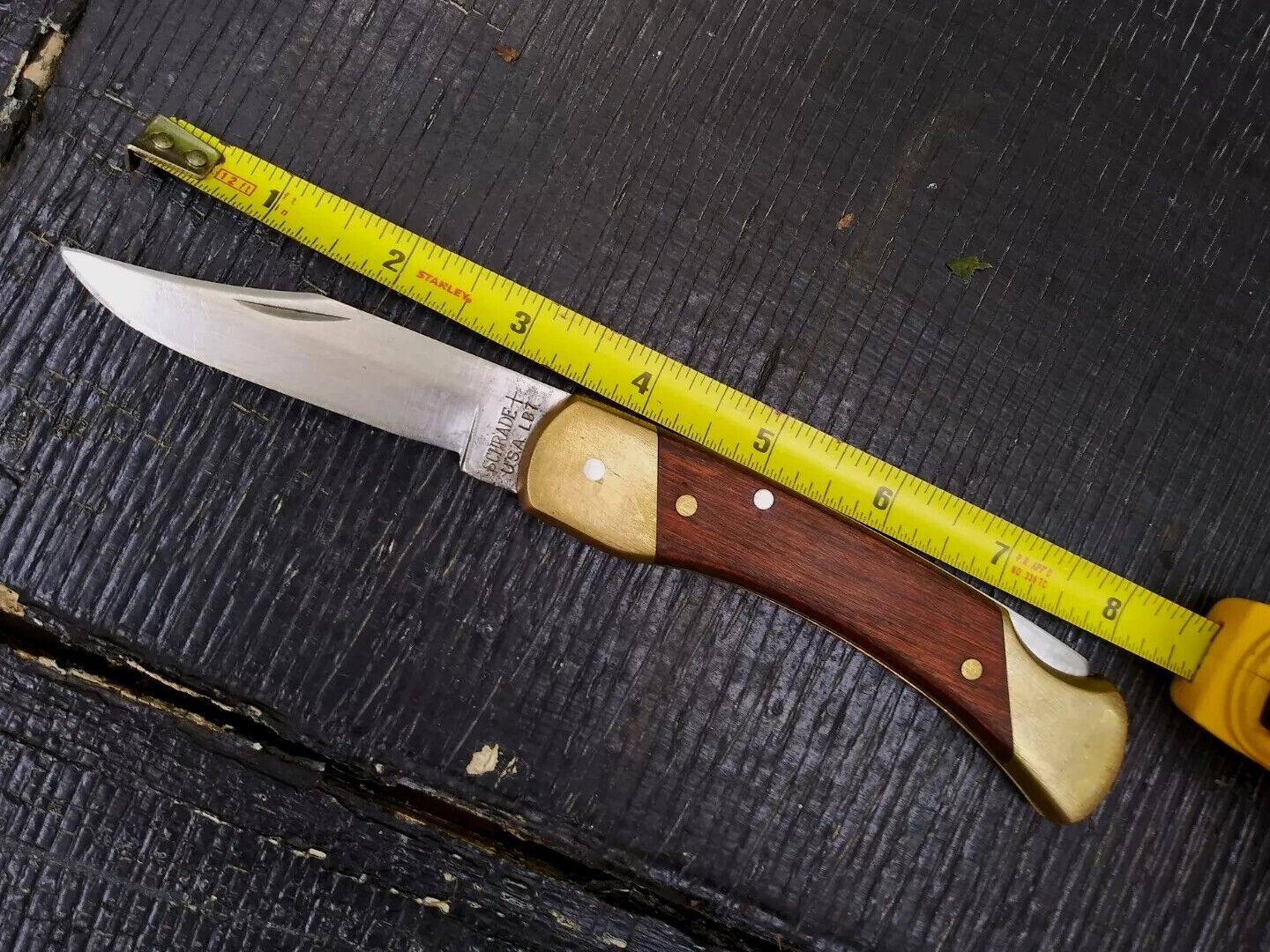 Vintage Schrade LB7 Locking Hunting Pocket Knife Made In USA 