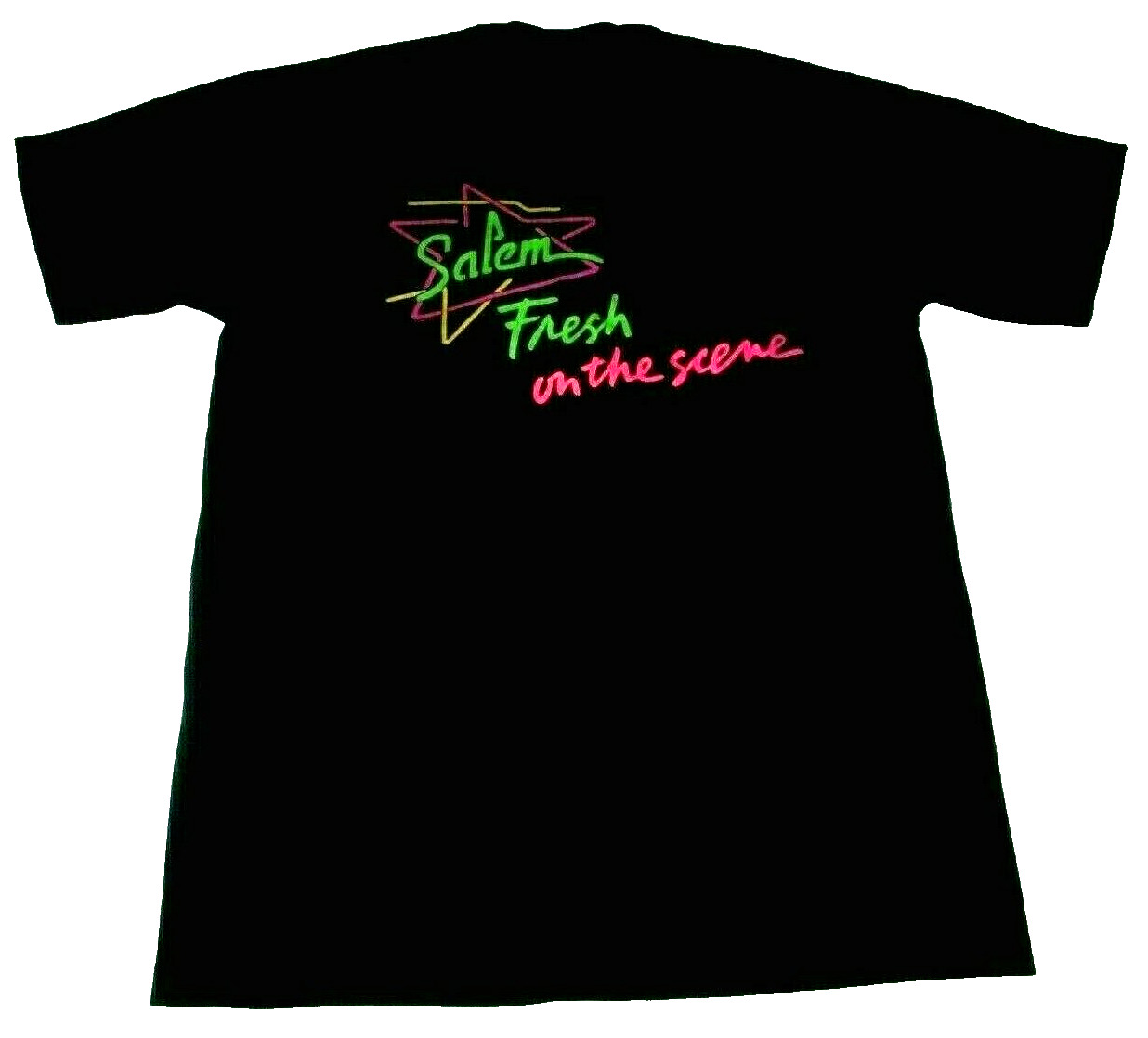 Salem Cigarettes Vintage 1990\'s Pocket T-Shirt Men\'s XL Neon Graphics Black USA