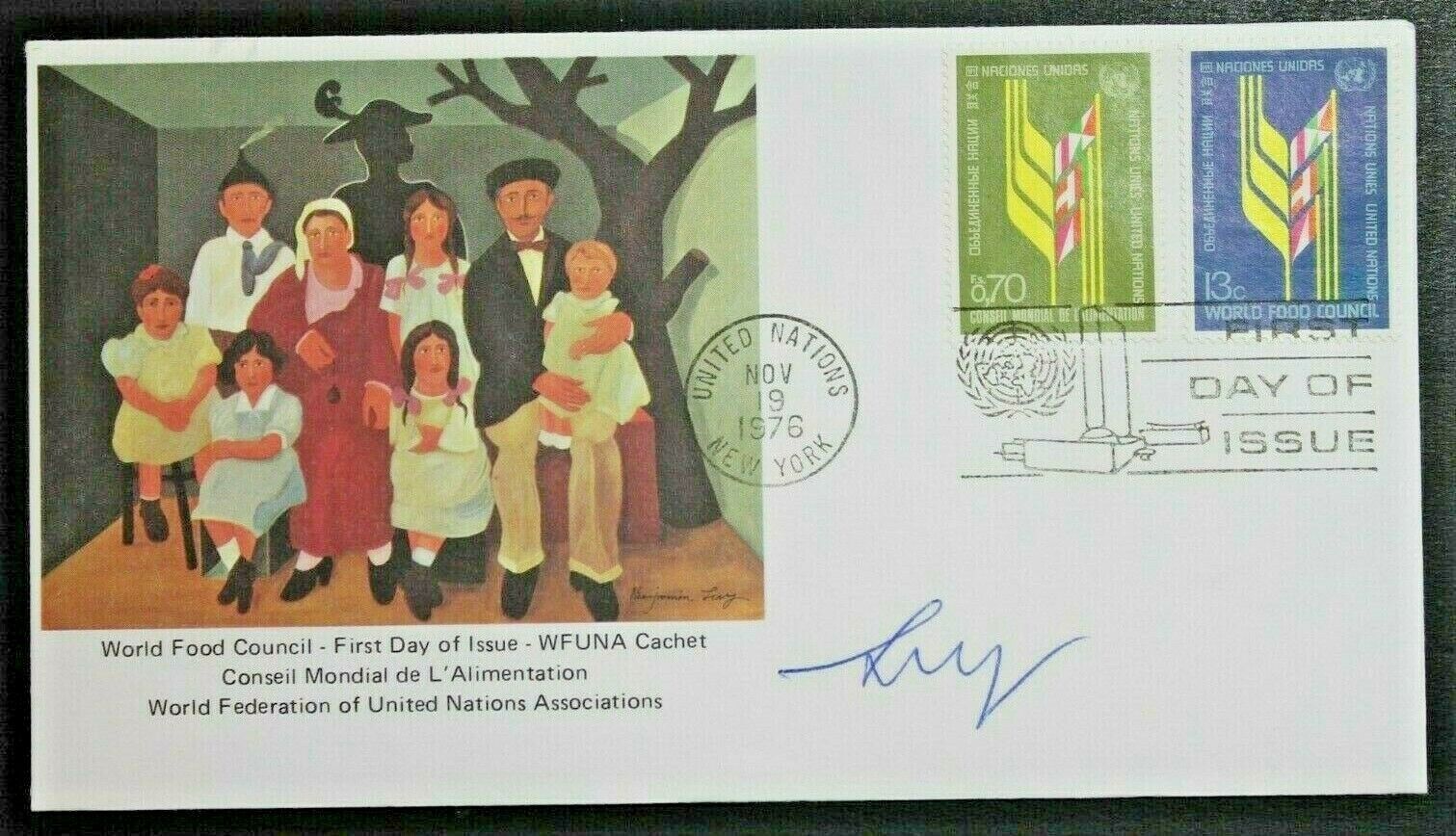 Benjamin Levy Artist Signed Autographed 1976 First Day Cover Food Council WFUNA