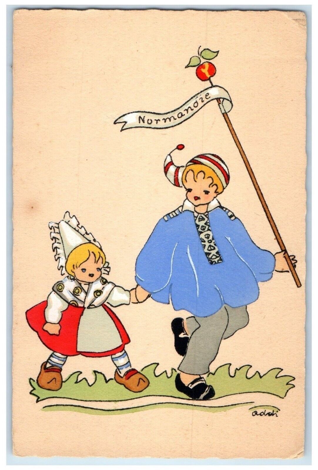 c1930's Dutch Mother And Child Normandie Addi Unposted Vintage Postcard