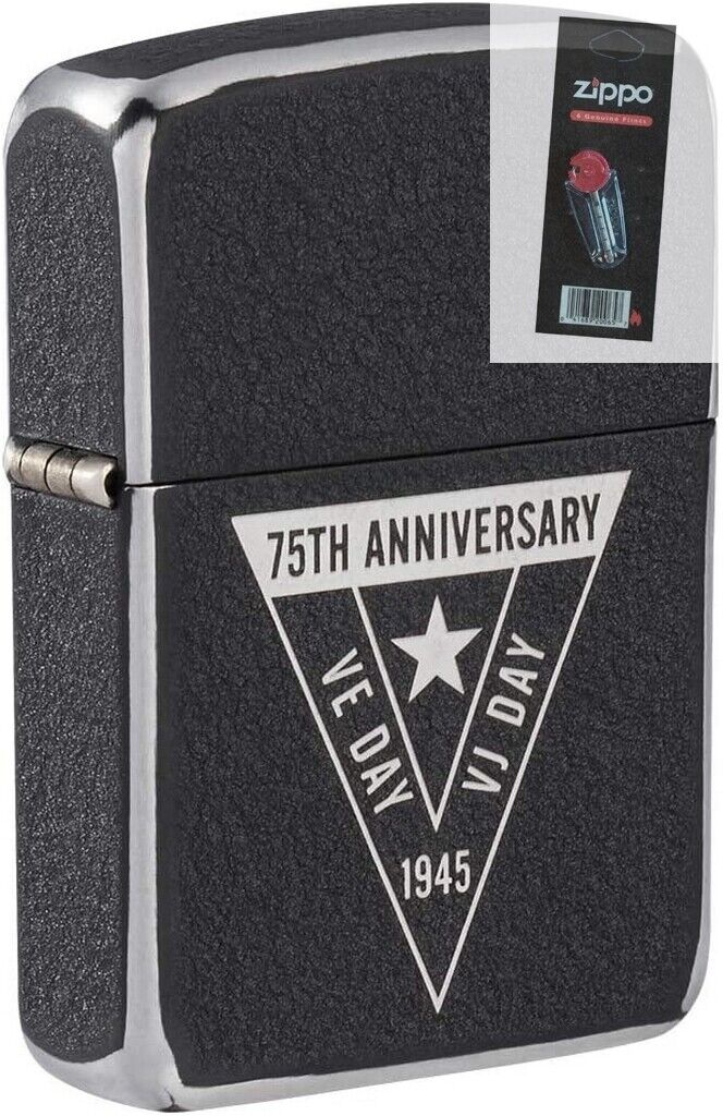 Zippo 49264 75th Anniversary WWII Victory 1941 Replica Lighter + FLINT PACK