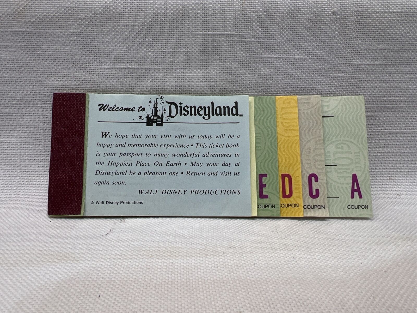 1976 vtg Disneyland Adult E ticket coupon book booklet original Disney TX2