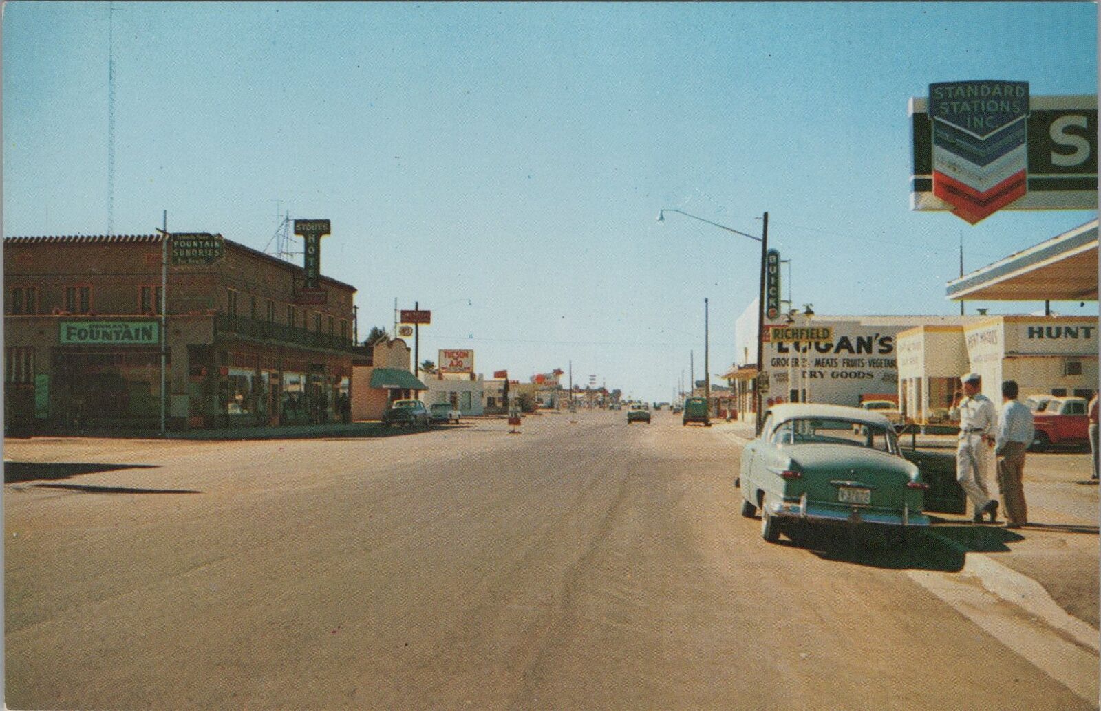 Postcard Gila Bend Arizona Looking West Highway 80