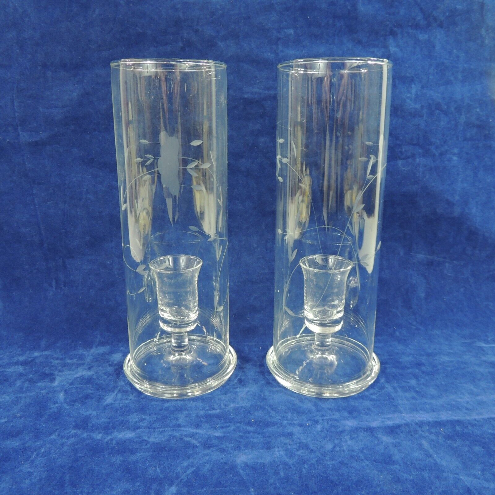 1980\'s Princess House Crystal Cylinder Taper Candle Holders Pair - 4 Piece
