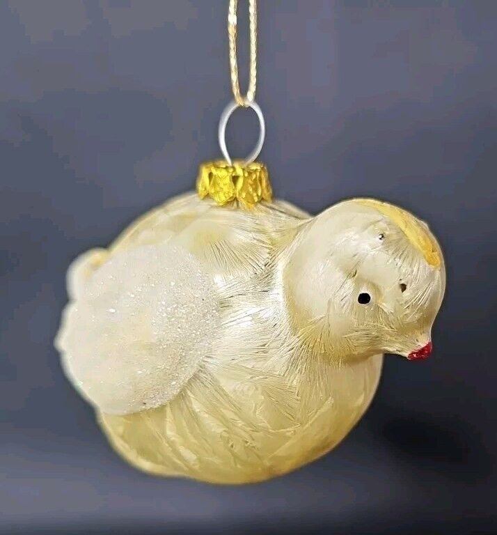 Vintage White Fat Lil Figural Dove Bird Blown Glass Christmas Ornament Germany