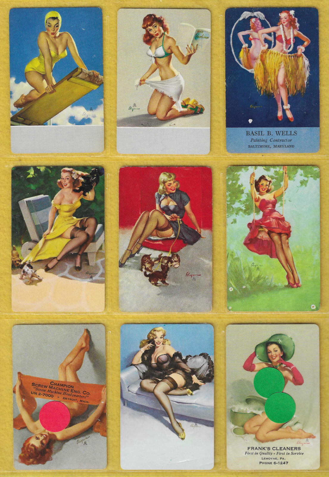 9 Vintage Gil Elvgren Pinup Playing Cards Mint or Near Mint  1940s-1960s Sexy