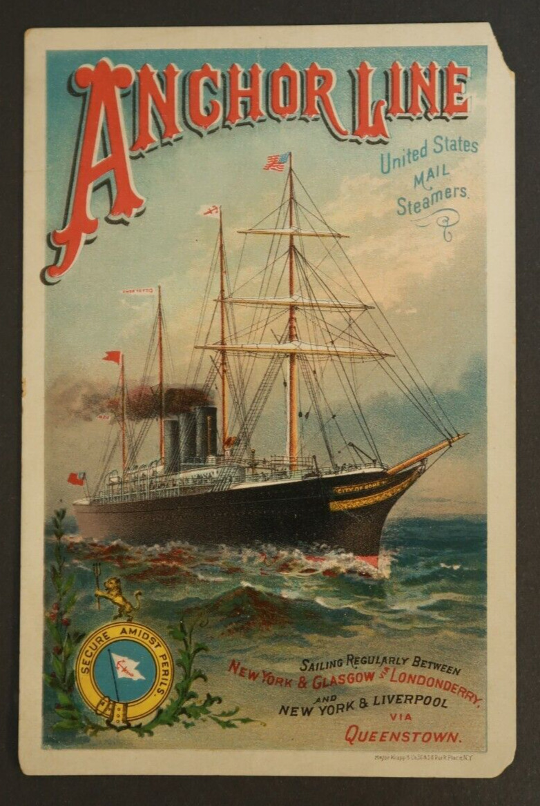 S.S. City of Rome Anchor Line United States Mail Steamers Large Trade Card 7\