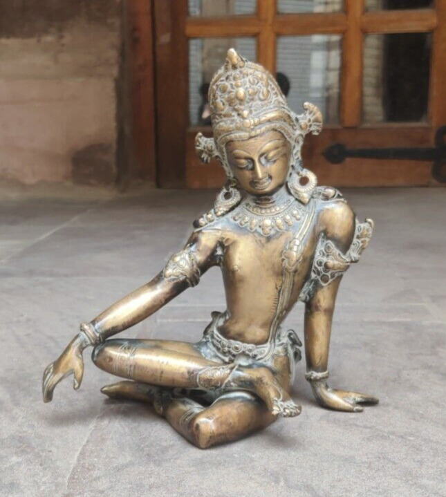 Brass Indra Statue Dev God Idol Lord Decor Figurine Hindu Home Sitting Vaastu
