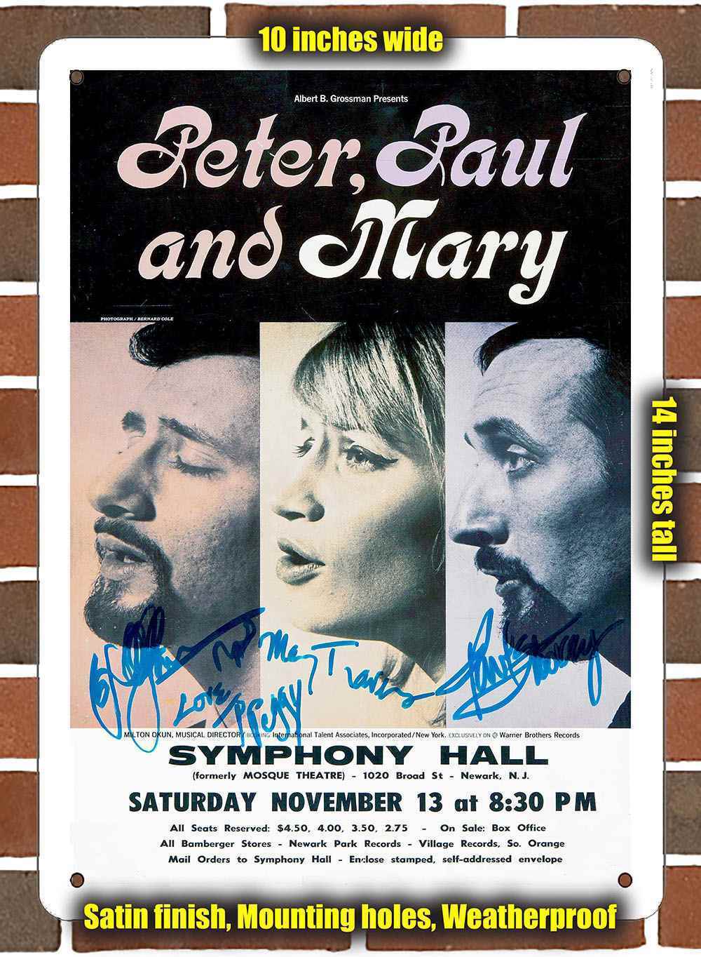 Metal Sign - 1965 Peter, Paul and Mary in New Jersey- 10x14 inches