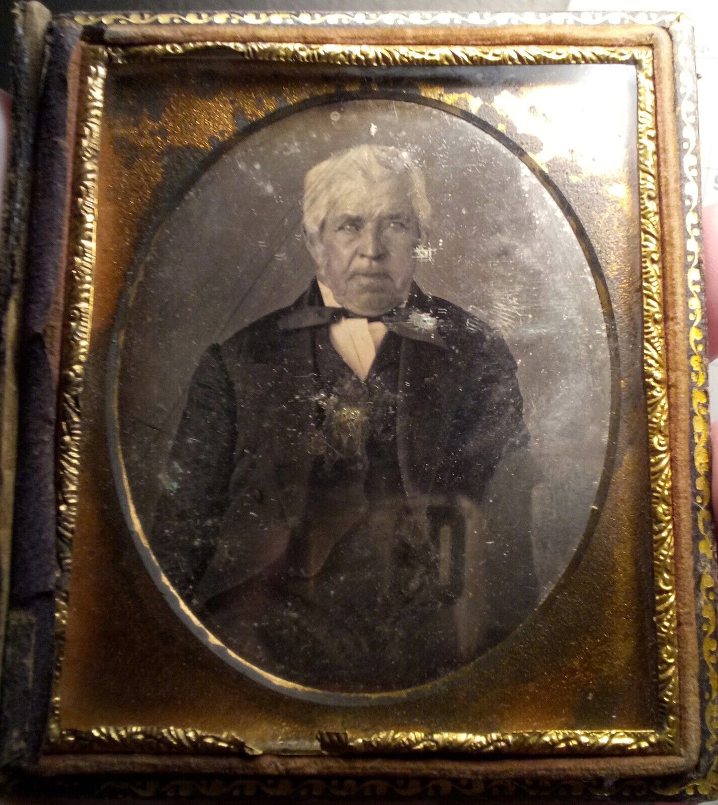 Vintage 1840s Sixth 6th Plate Daguerreotype Photo of Victorian Old Man Born 1760