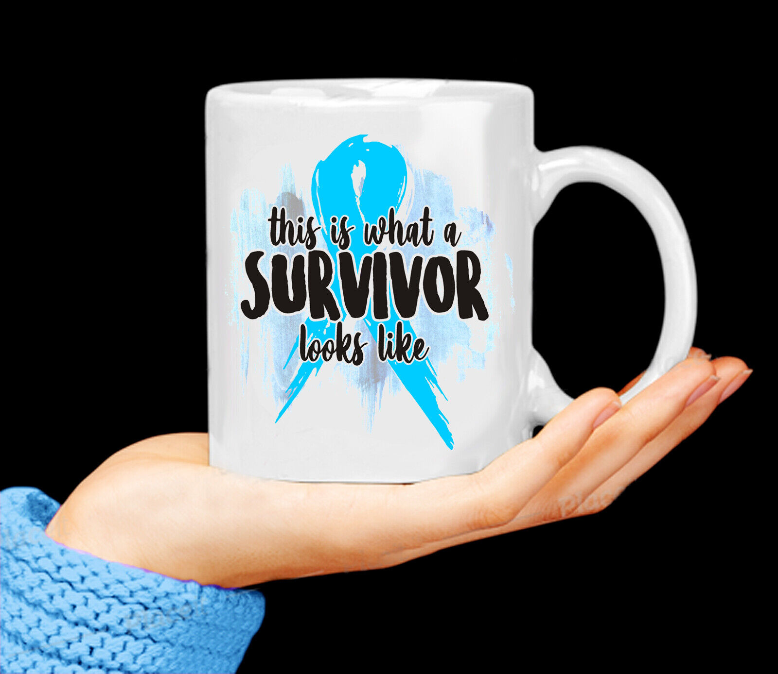 Prostate Cancer Awareness Survivor Blue Ribbon 11oz. Coffee Mug Tea Cup 