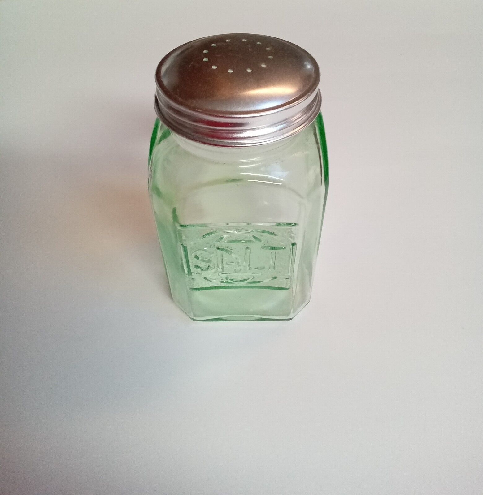Ritadeshop Depression Style Single Green Glass Salt Shaker Reproduction
