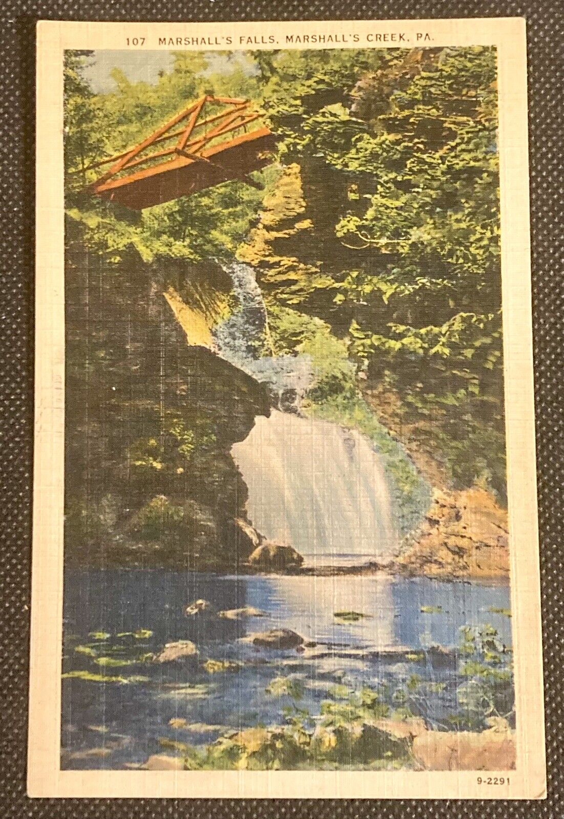 Marshall's Creek, PA Vintage Linen Postcard Marshall's Falls