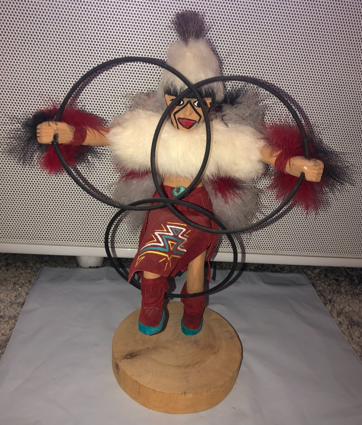 Ceremonial Native American Navajo Kachina Hoop Dancer Doll Artist Signed RARE