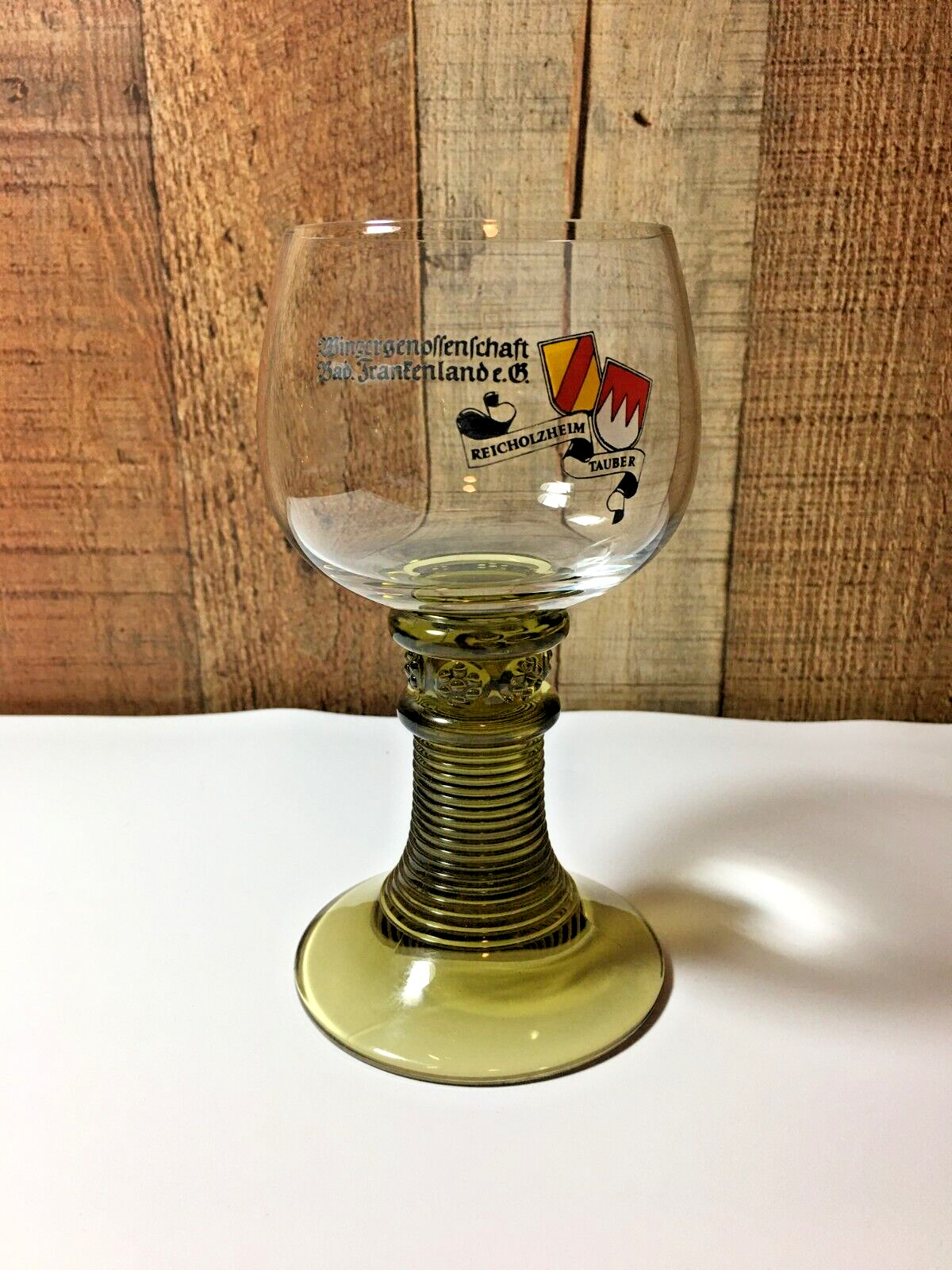 German Roemer Rummer Renaissance Wine Glass 6.5 ” Green w/Raspberry Prunts