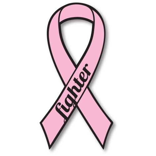 Pink Breast Cancer Fighter Ribbon Car Magnet Decal Heavy Duty 3.5\