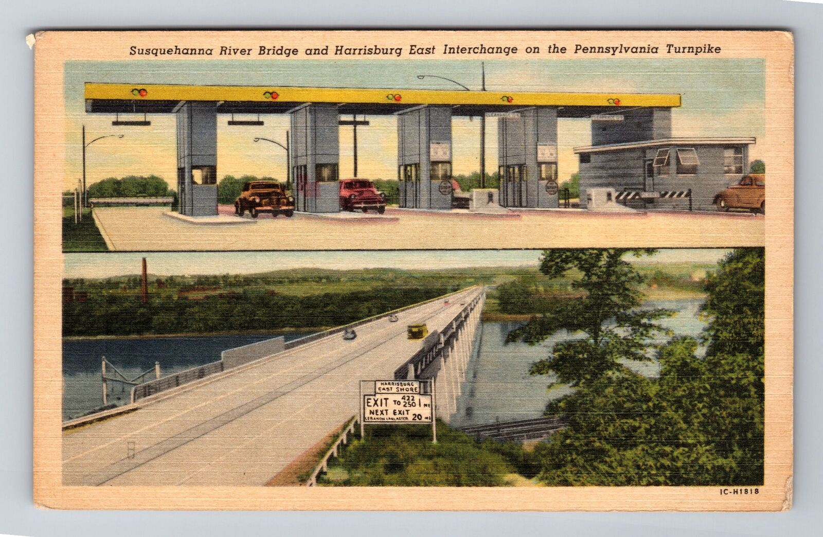 Harrisburg PA-Pennsylvania Turnpike, Susquehanna River Bridge, Vintage Postcard
