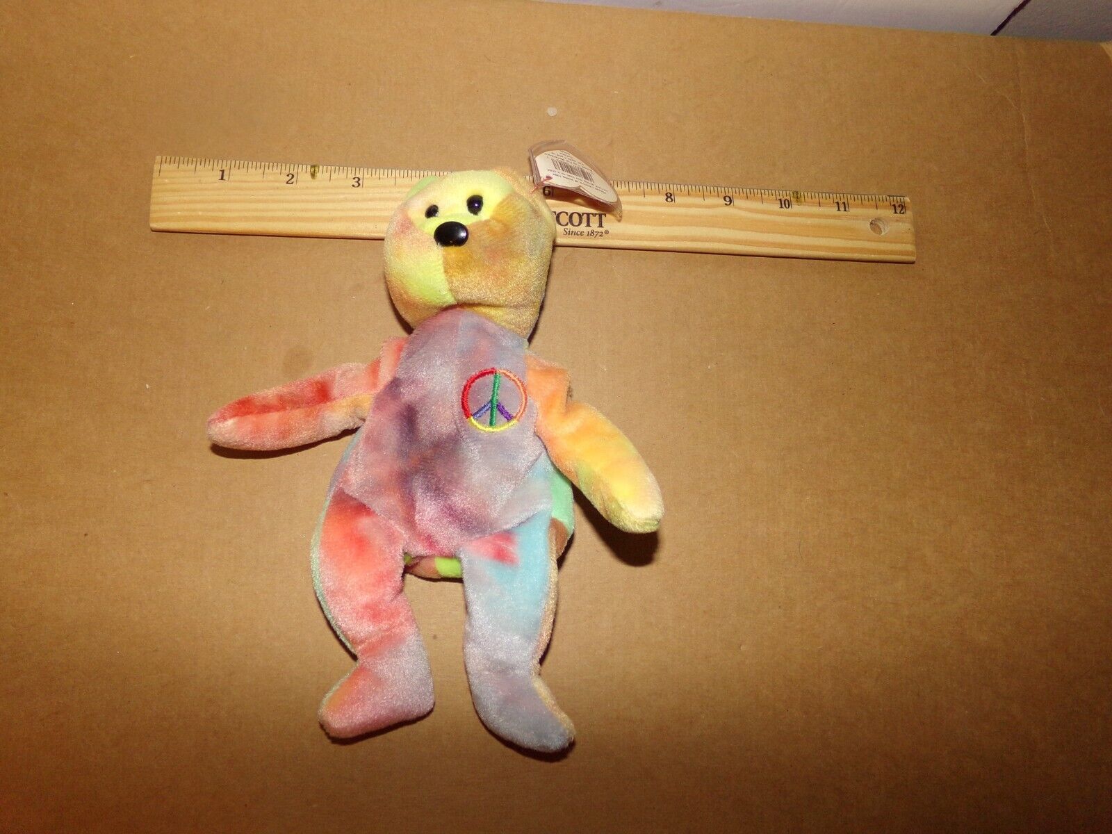 1996 Ty Beanie Babies Peace Stuffed Plush Bear 