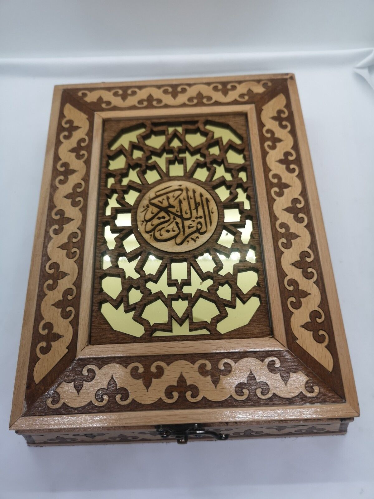 Quran Islamic Religion Islam Etched Box Wood Wooden Handmade Crafted Home Decor