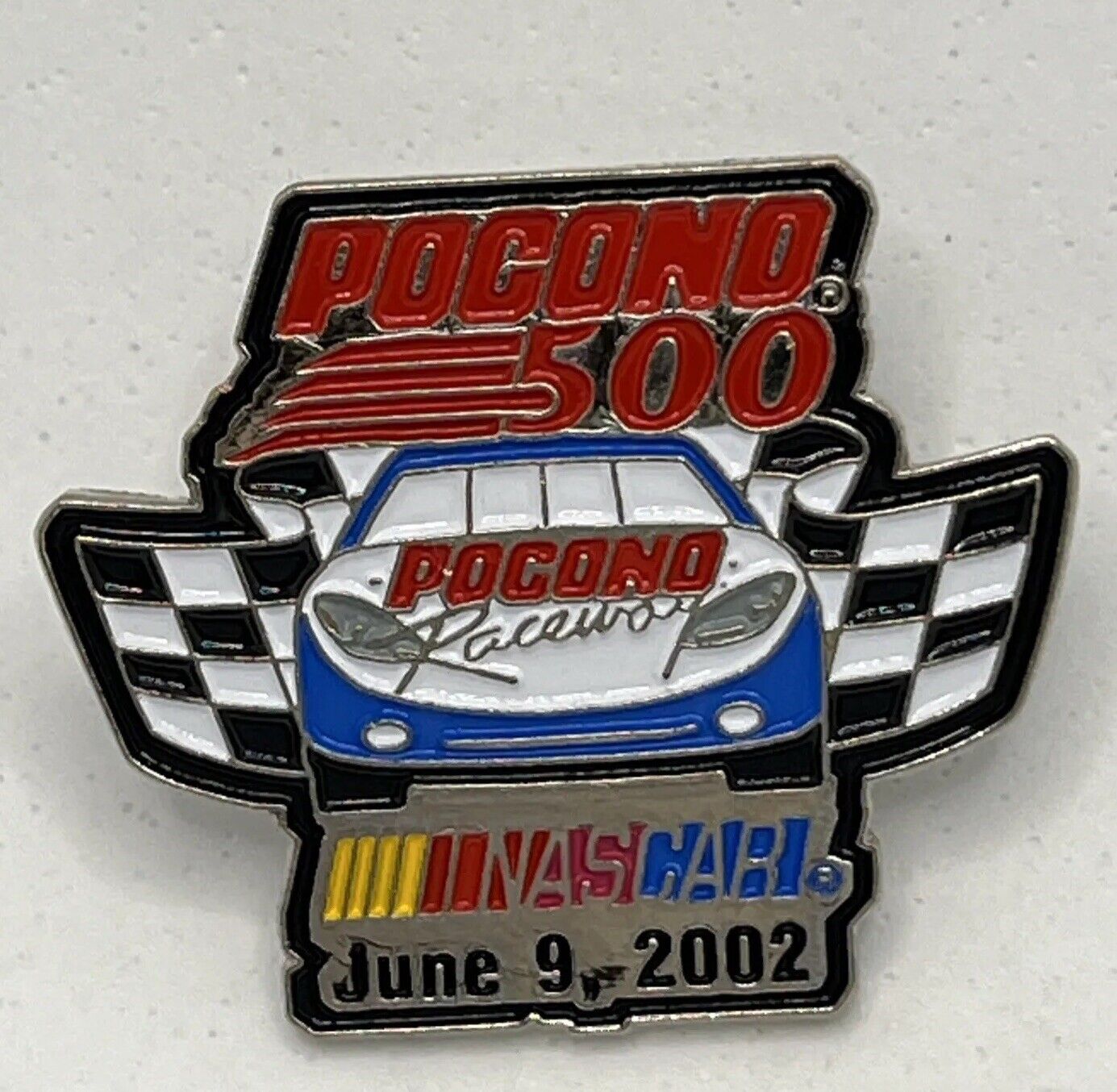2002 Pocono 500 Long Pond Pennsylvania Raceway Race NASCAR Racing Lapel Hat Pin