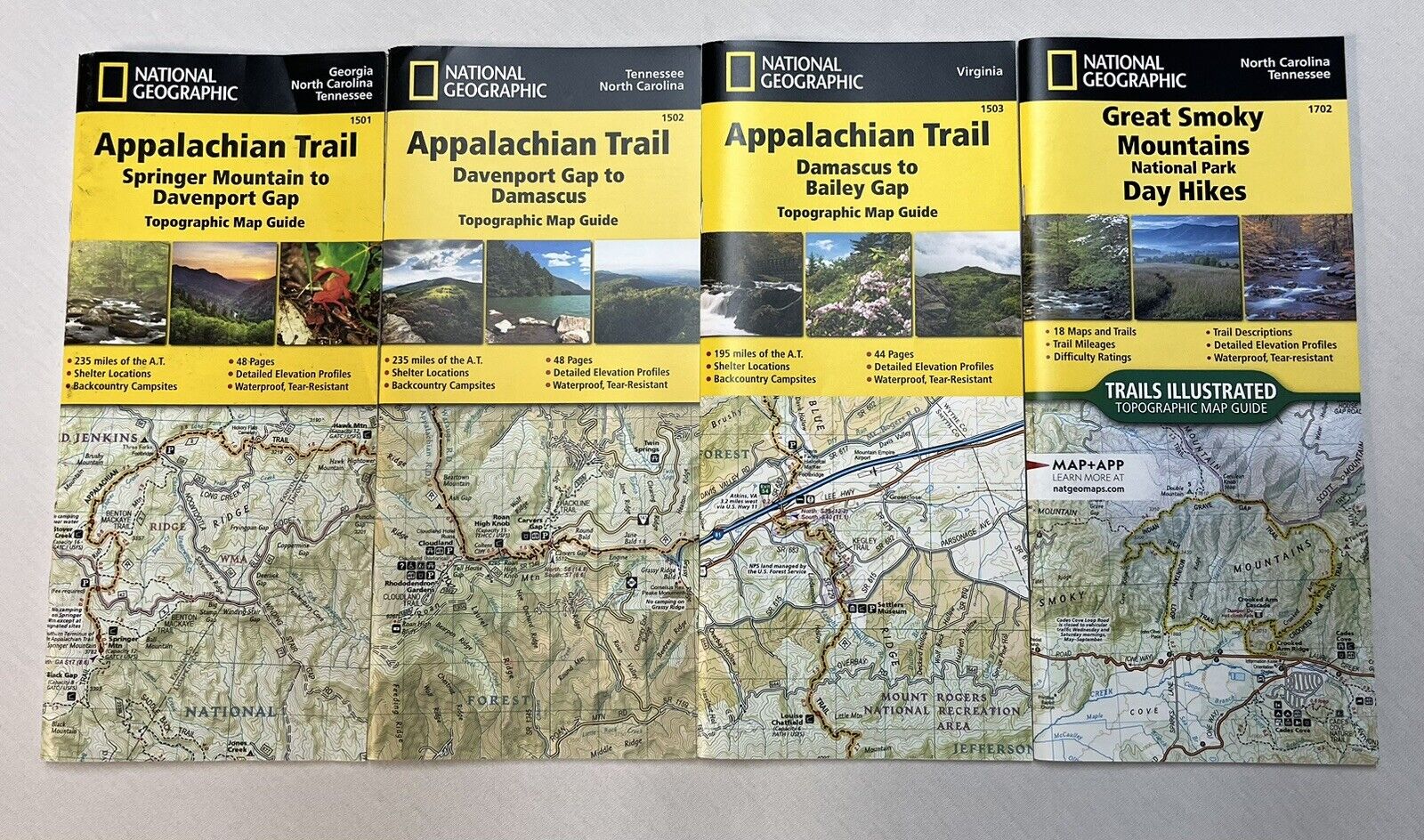 National Geographic Appalachian Topographic Trail Guides Set 4 #1501-03 & 1702