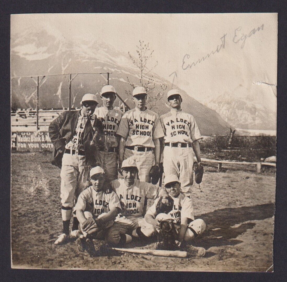 c 1910 Photo Valdez Alaska High School Baseball Team - 1 Identified Ernest Egan