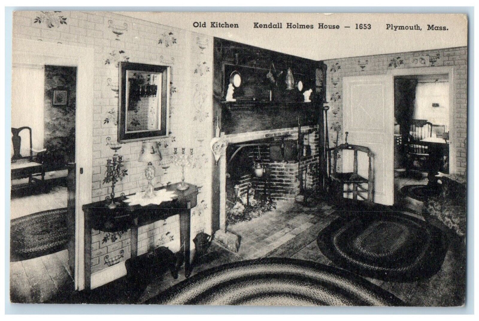 c1910 Kendall Holmes House Interior Old Kitchen Plymouth Massachusetts Postcard