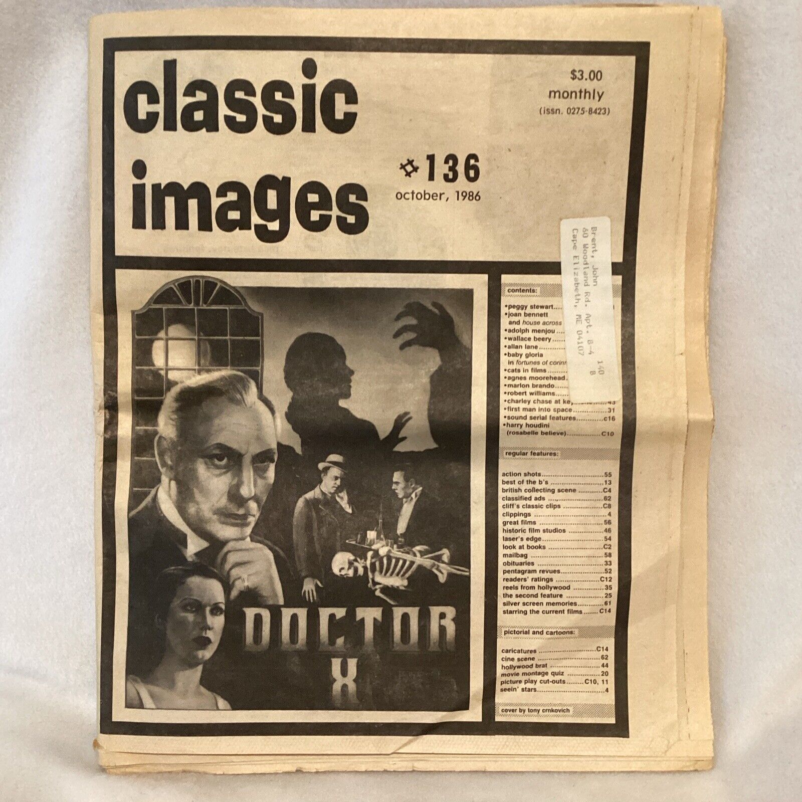 October 1986 Classic Images Doctor X Humphrey Bogart Rosemary Lane Volume #136