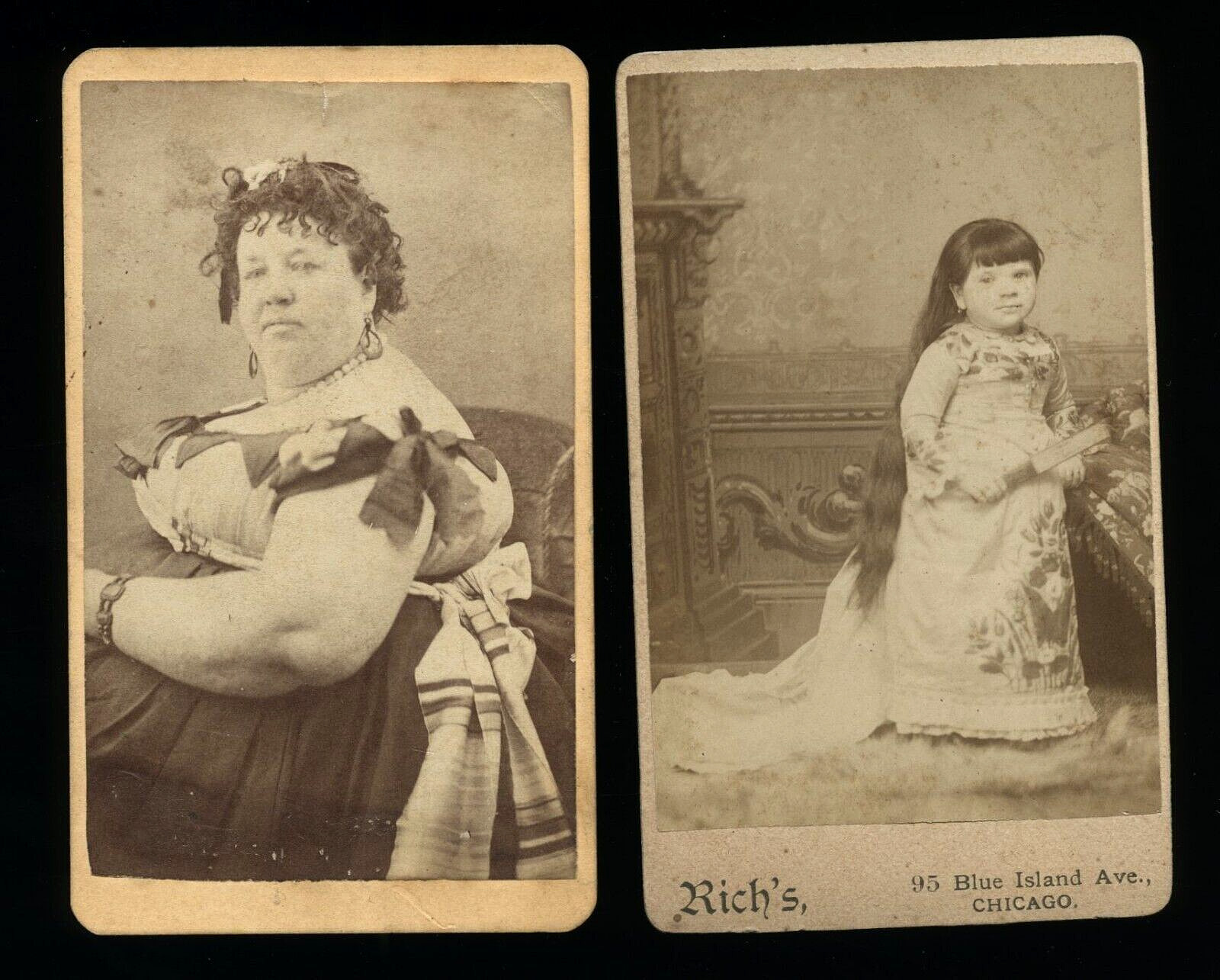 antique sideshow circus photos fat lady maggie clark & little henriette moretz