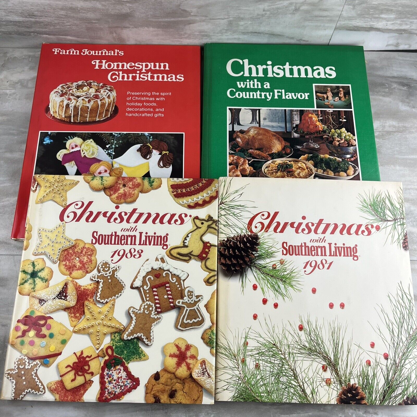Vintage Christmas with Southern Living Books Farm Journals Hardback Lot of 4