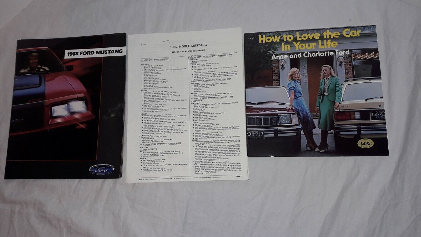 1983 Ford Mustang Sales Brochure+Color Option Sheet + How to Love Car In Ur Life