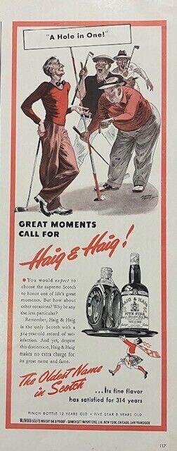 Rare 1941 Original Vintage Haig & Haig Scotch Liquor Golf PGA Advertisement Ad