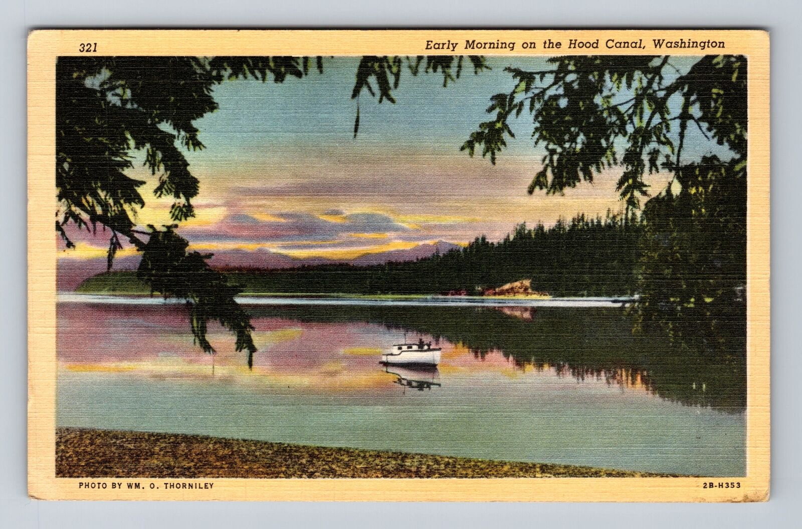 Hood Canal WA-Washington, Early Morning on Hood Canal, Vintage Postcard