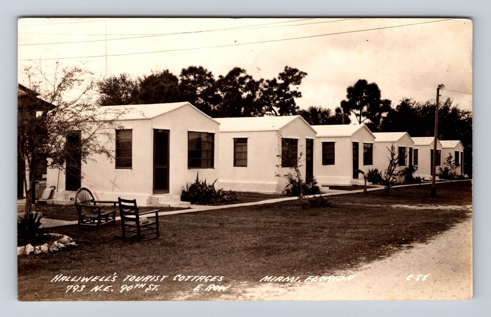 Miami FL-Florida, RPPC, Halliwell's Tourist Cottages, Vintage c1941 Postcard