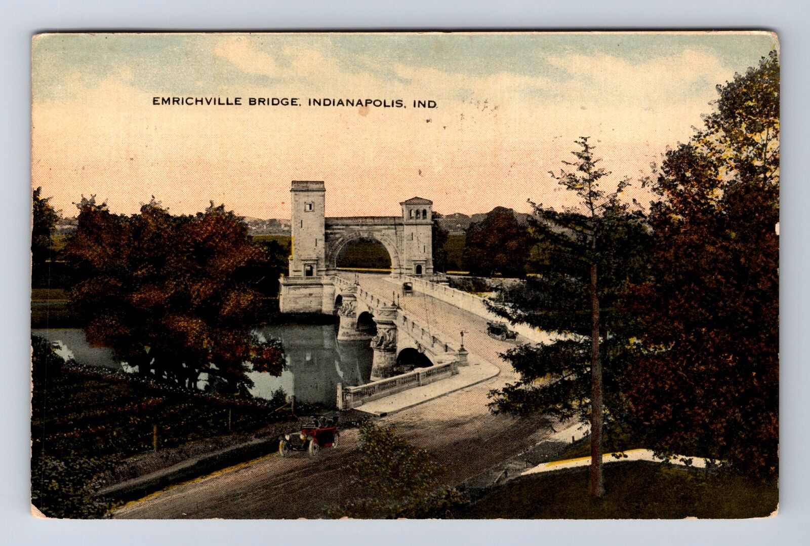 Indianapolis IN-Indiana, Emrichville Bridge, Antique, Vintage c1915 Postcard