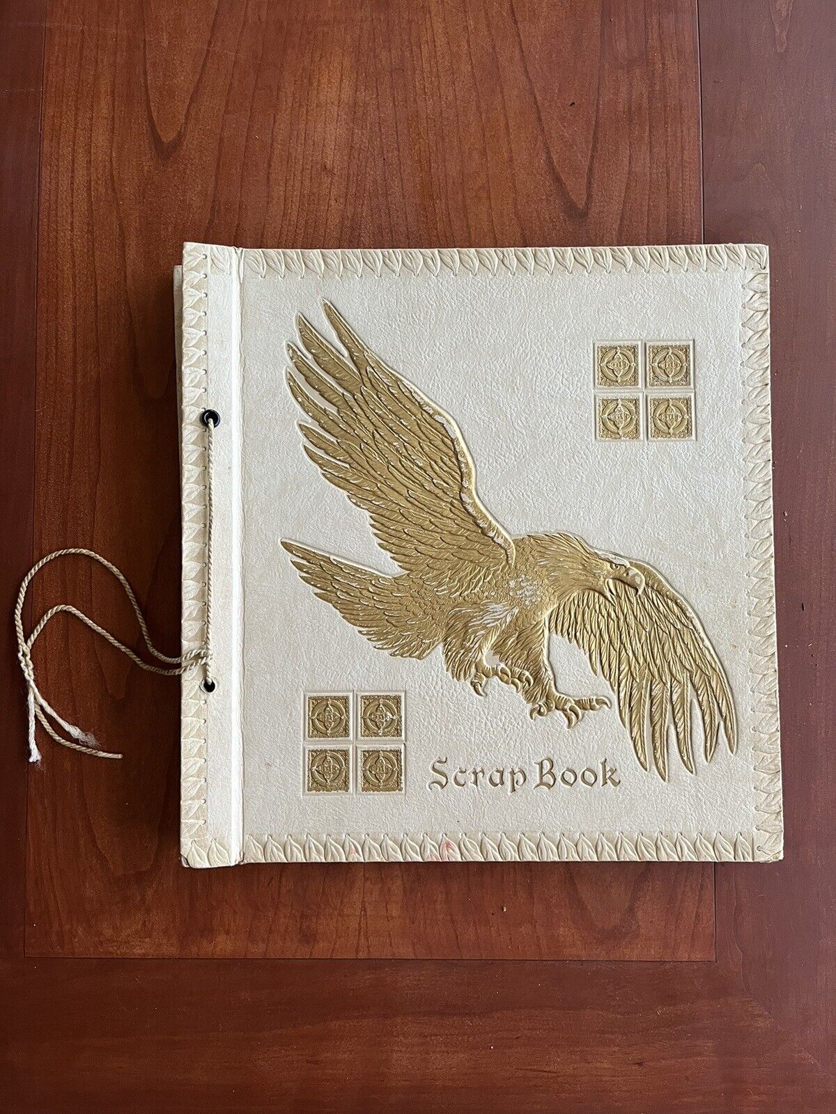 Vintage Leather Scrapbook Gold Eagle Gothic