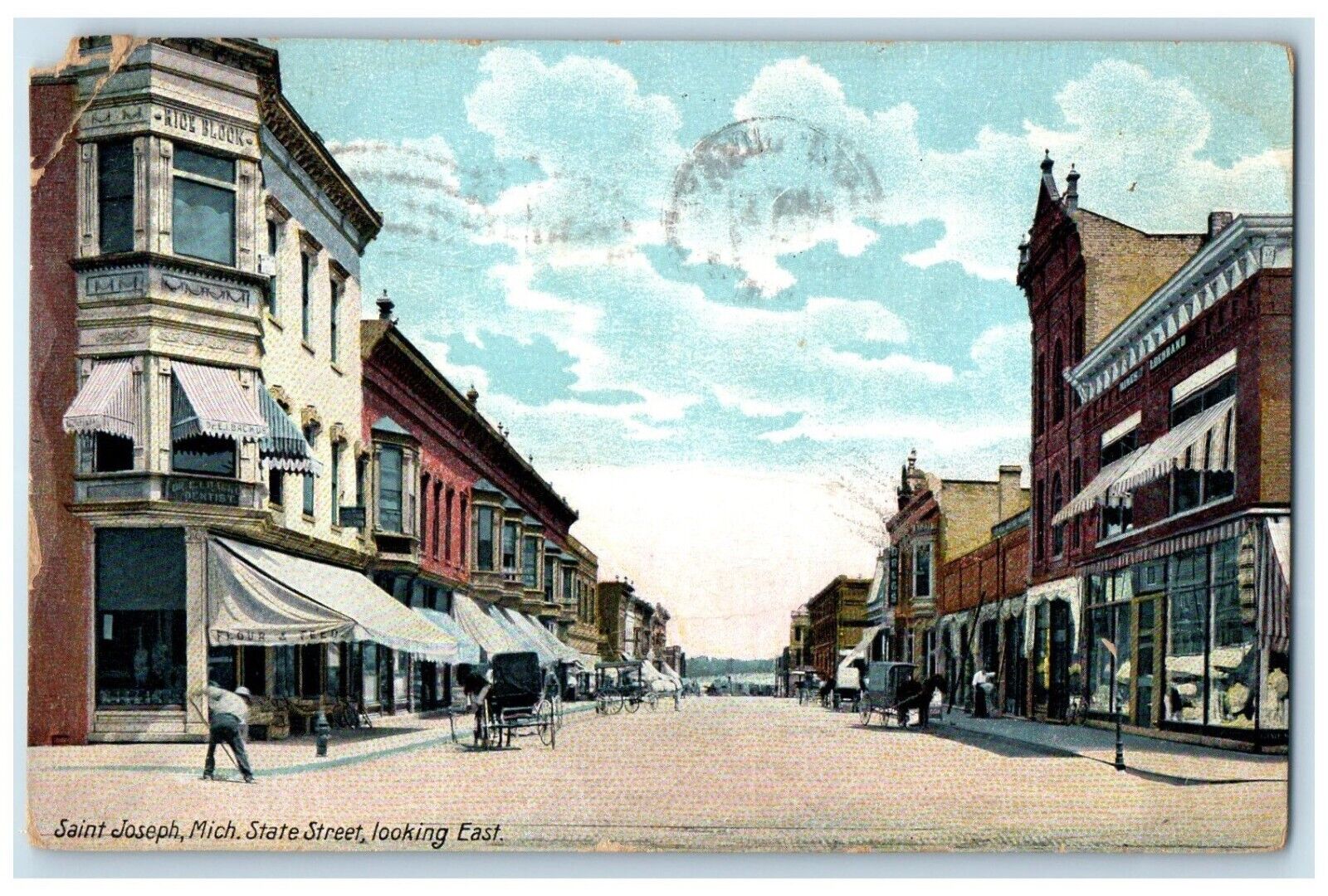 1912 State Street Horse Carriage East Saint Joseph Michigan MI Vintage Postcard